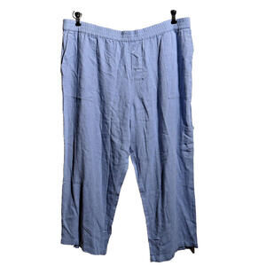 Susan Graver Pure Blue Linen Blend Pull On Pants XL Coastal Lagenlook Breathable